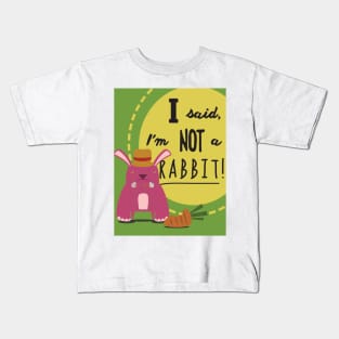 Pink Rabbit Eating an Orange Carrot Kids T-Shirt